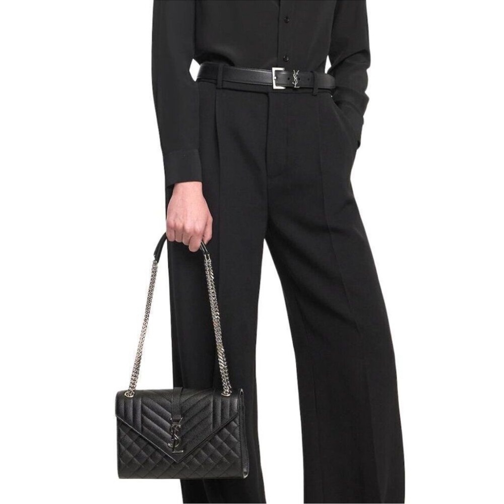 ✨ Authentic YSL Saint Laurent Medium Envelope Bag Black & Gold – Like New! - Picture 9 of 10
